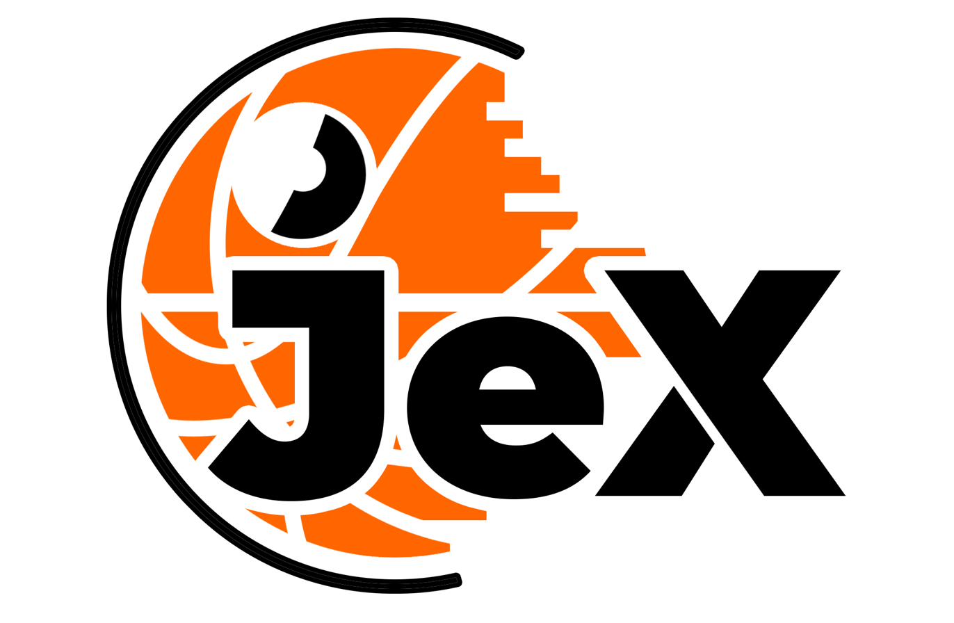 JeX logo: an orange basketball globe beside the JeX wordmark